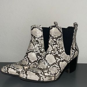 Snakeskin heel boots